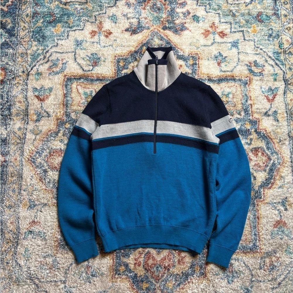 Vintage White Ram 1/4 Zip-up Pullover Sweater Small